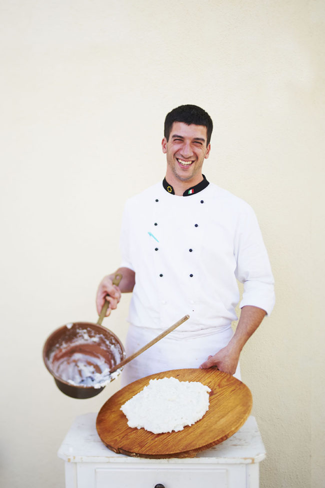 restaurant Riva Rosa chef fixing polenta
